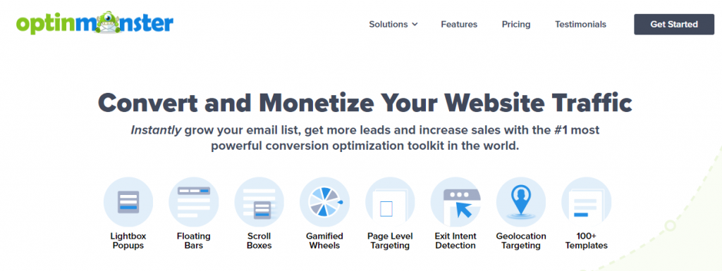 Another lead generation tool website screenshot.