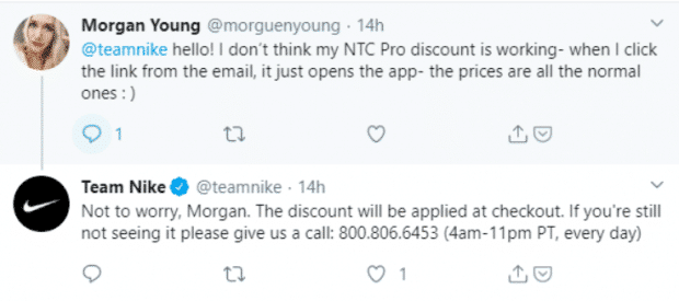 Example of proactive listening to customer's issues.