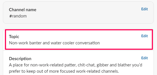 Comando do nome do canal em Slack.