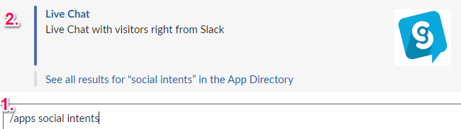 Apps commands in Slack.