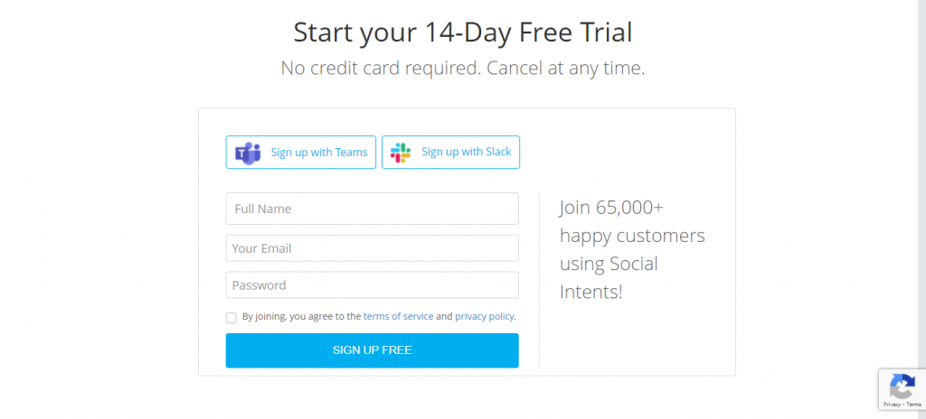 Live chat signup.