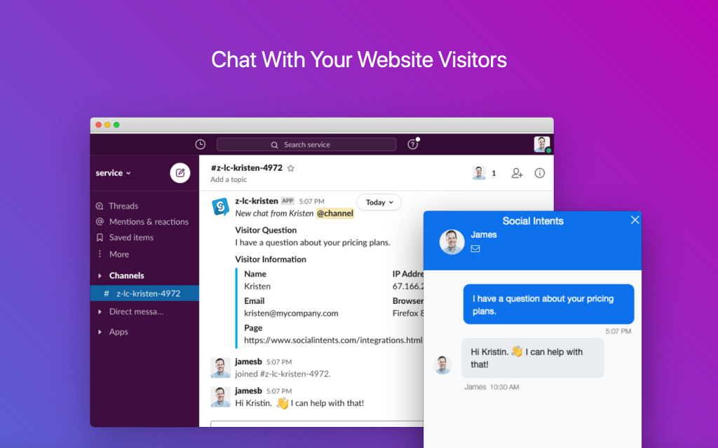 Social Intents, the best live chat for Slack.