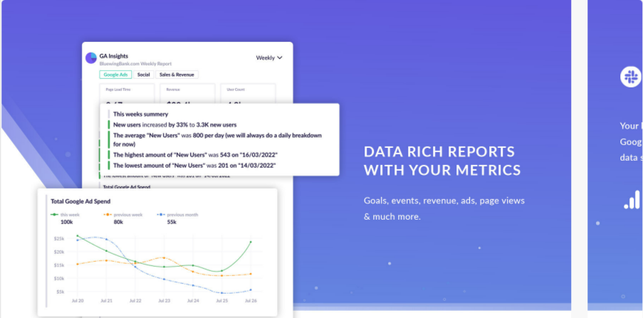 Google Analytcs and Slack.
