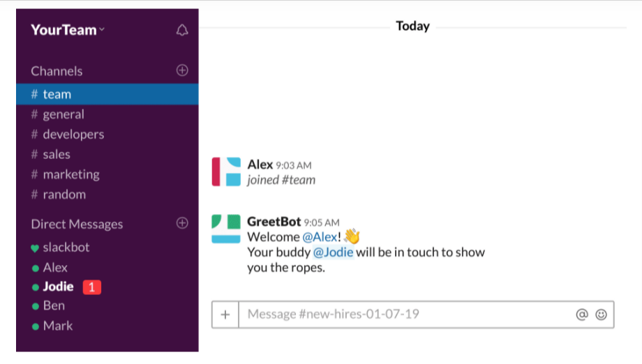 Notifications in Slack.