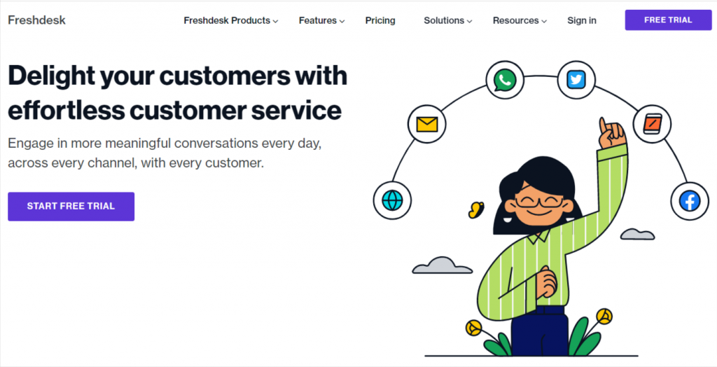 Plataforma de mensagens de vendas de Freshdesk.