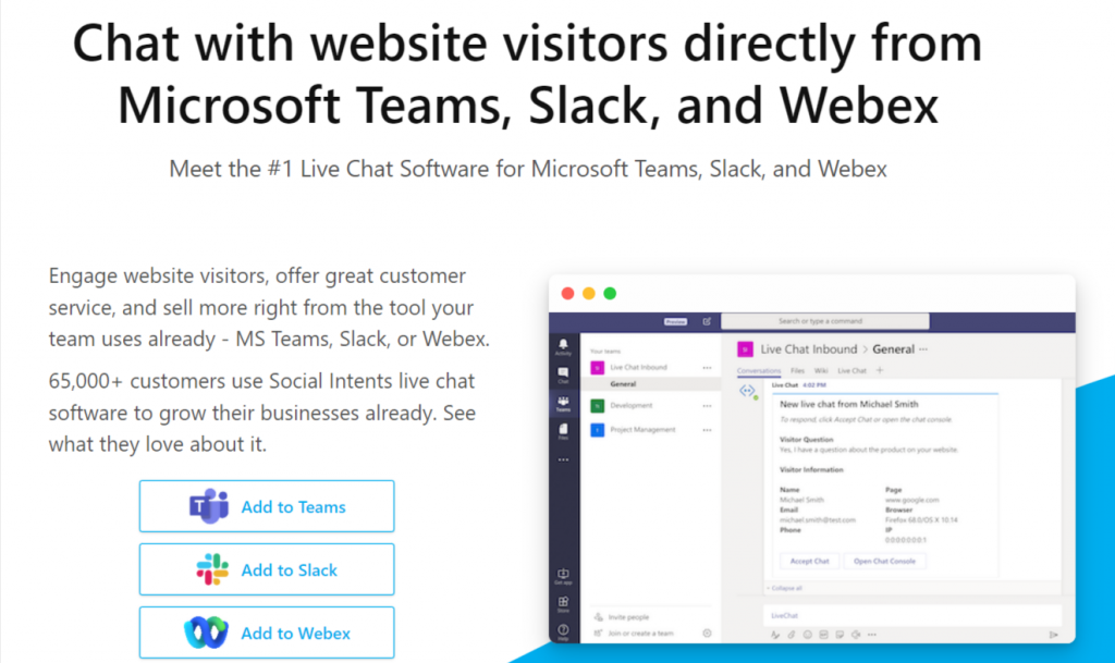 Social intents - Drift live chat alternative.