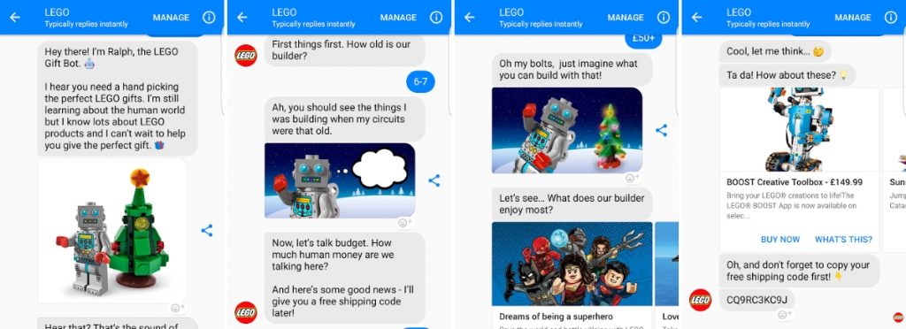 Chatbot conversation example.