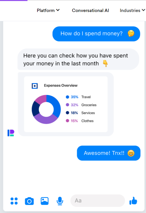 Facebook Messenger with a chatbot.