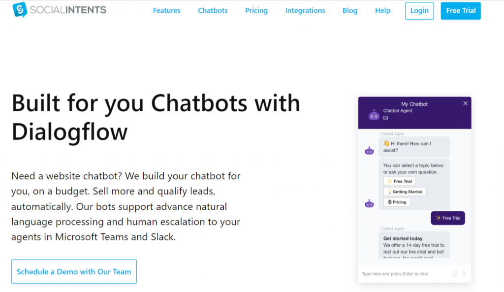 Social intents chatbot for education.
