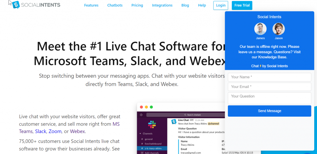 An example of live chat support on a website.
