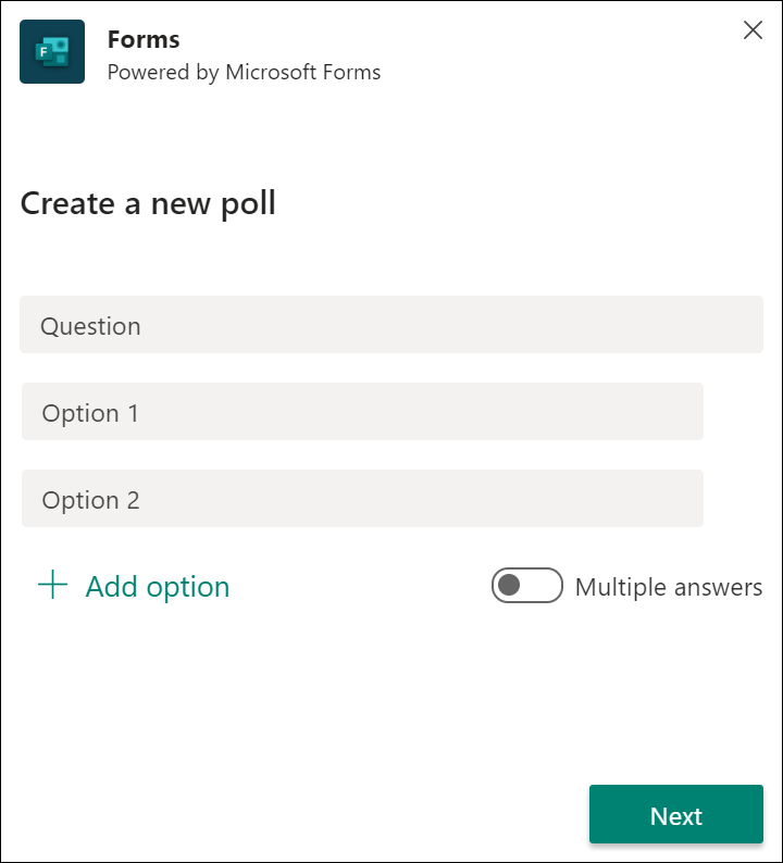 Polls in MS Teams.