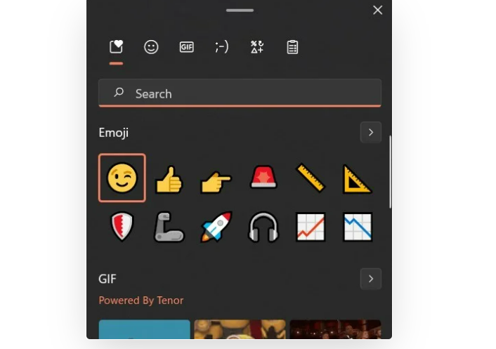 Emoji panel in Windows.