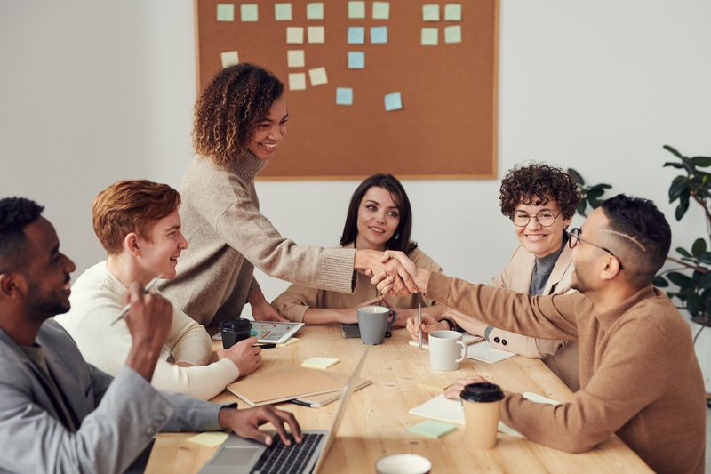 Professional services team meeting with clients