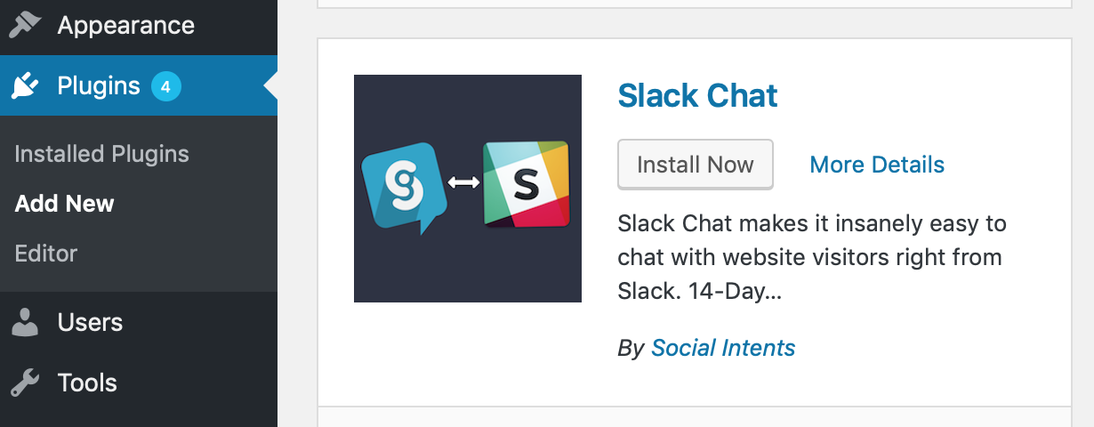 Downloading the Wordpress Slack plugin.