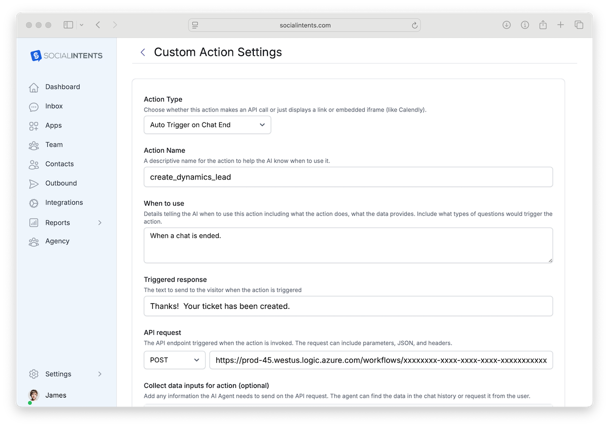 Dynamics 365 Leads integration with Social Intents