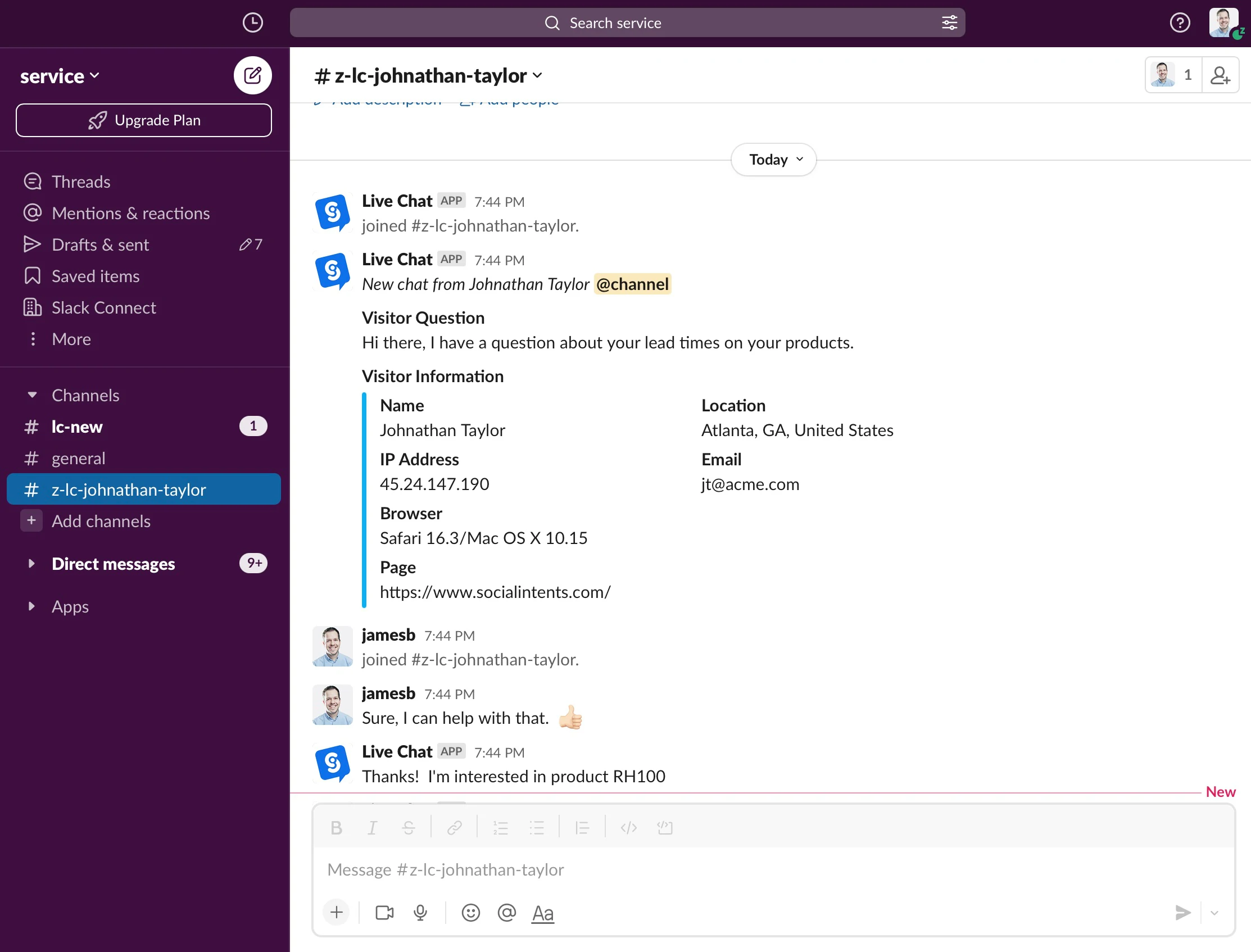 Slack Live Chat  Live Chat for Slack